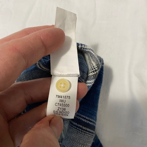 Lucky Brand Women's California Fit Pearl Snap Blue Plaid Short Sleeve Shirt Sml - Picture 8 of 11